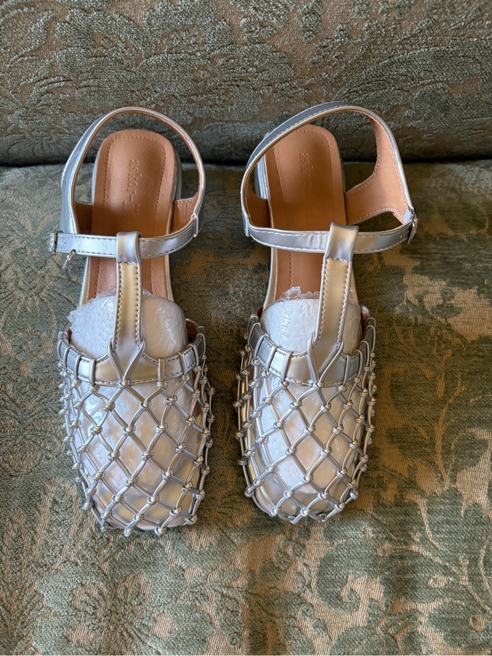 Silver Women's Woven Cage Sandals
